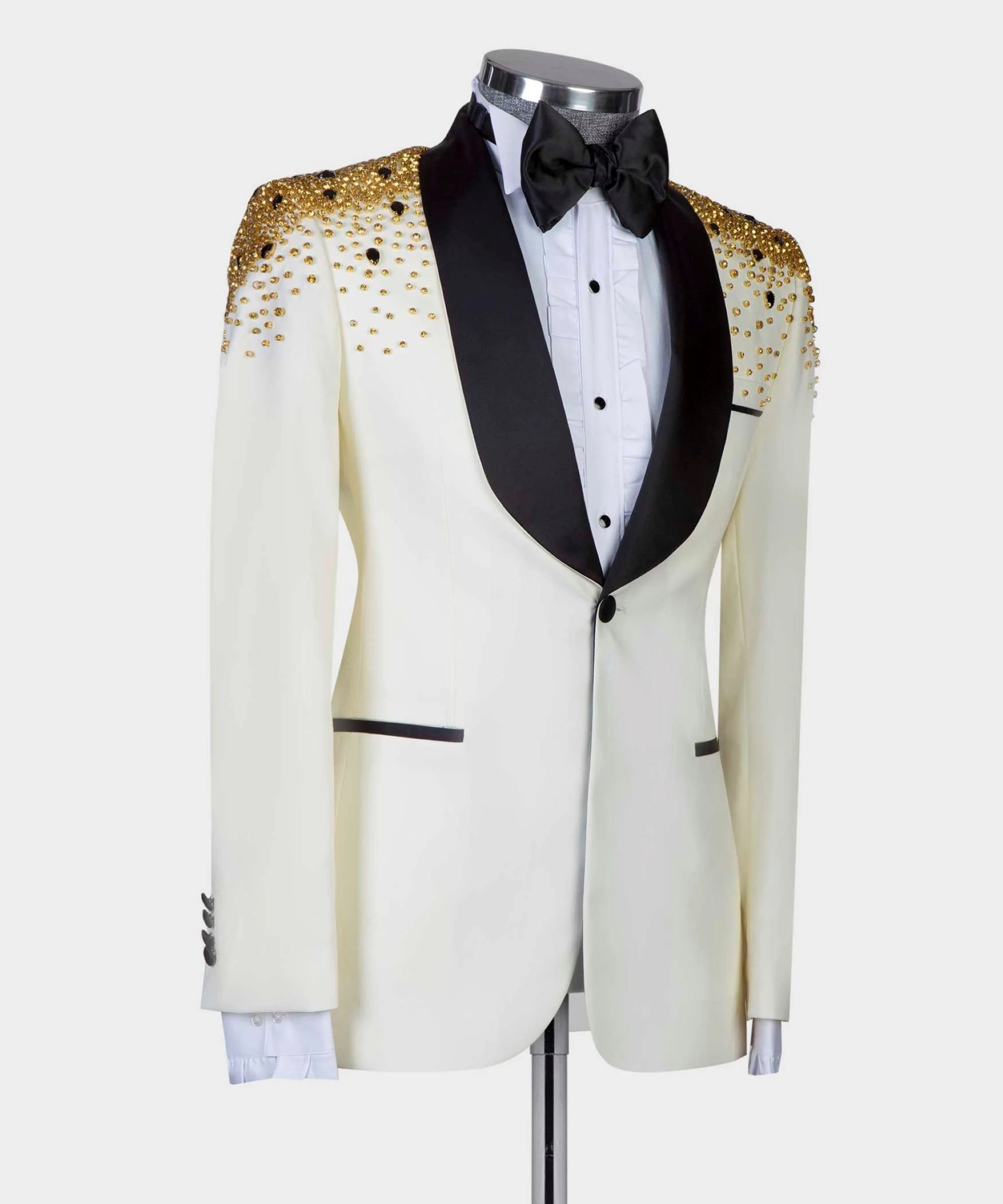 رجل فاخر بلورات مطرز الدعاوى ا - مراجعة Men Formal Wear Modern وسعره